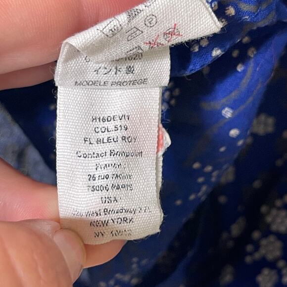 BONPOINT BLUE FLOWER PRINT LONG SLEEVE RUFFLE TOP sz 10 - Picture 6 of 6